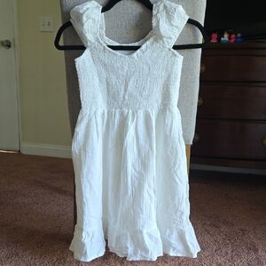 White Ruffled Kids Dress